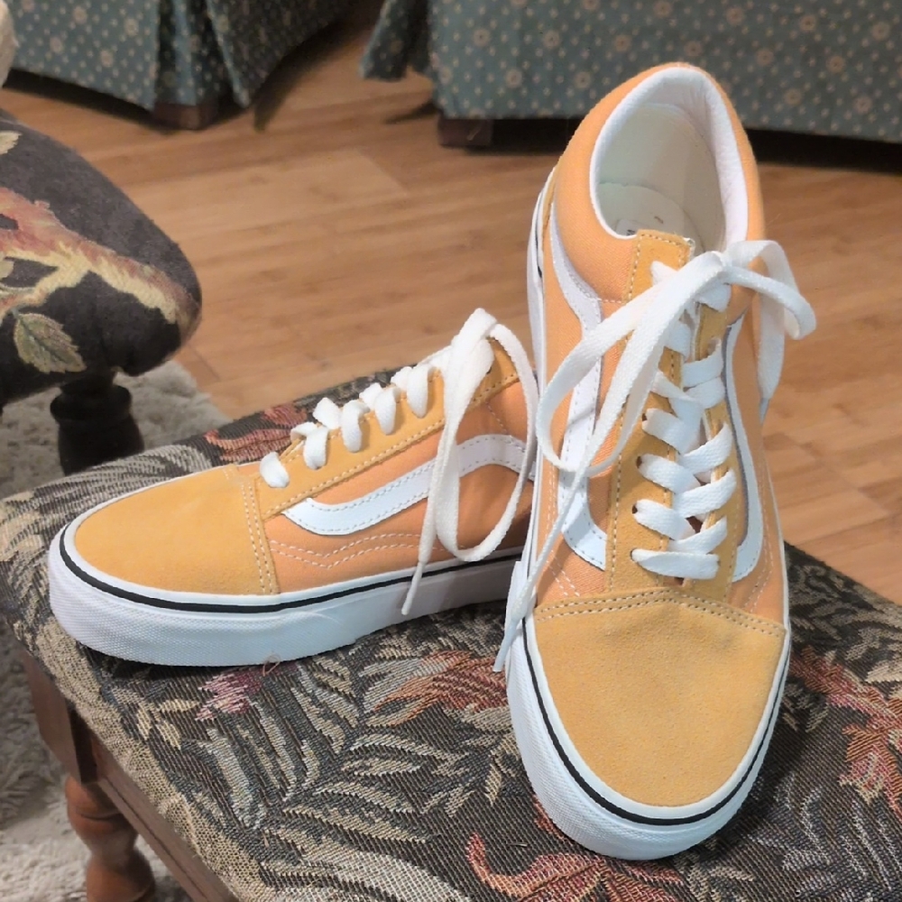 Vans Orange and White Sneakers